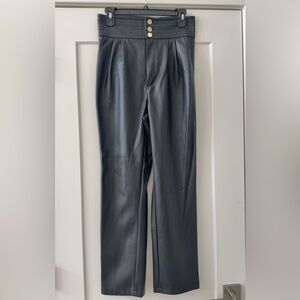 NA-KD Black Faux Leather Pants Size 36